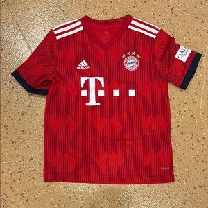 Adidas Red Soccer Jersey with Geometric Pattern